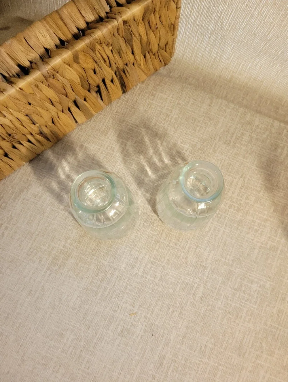 Vintage Clear Ribbed Glass Bud Vases -set Of 2 Bohemian Glass Fluted Vase